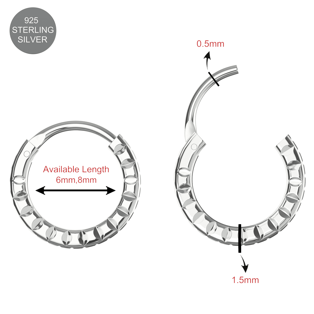 925 Sterling Silver Laser Cut Hoop Ring