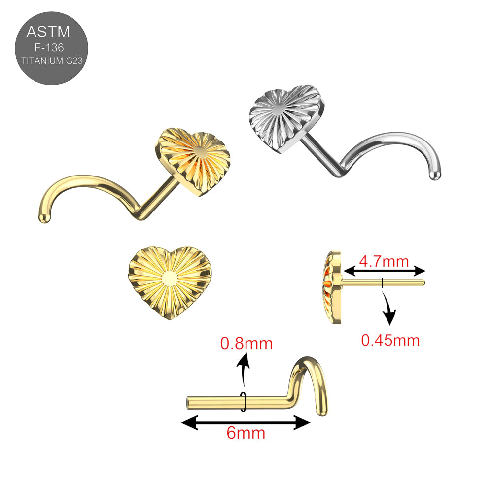 G23 Titanium Radiant Heart Threadless Nose Screw