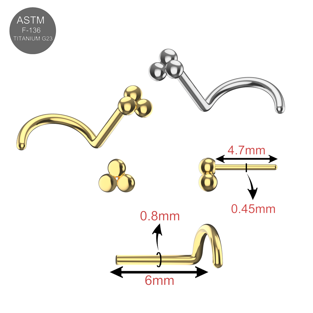 G23 Titanium Tri Ball Threadless Nose Screw