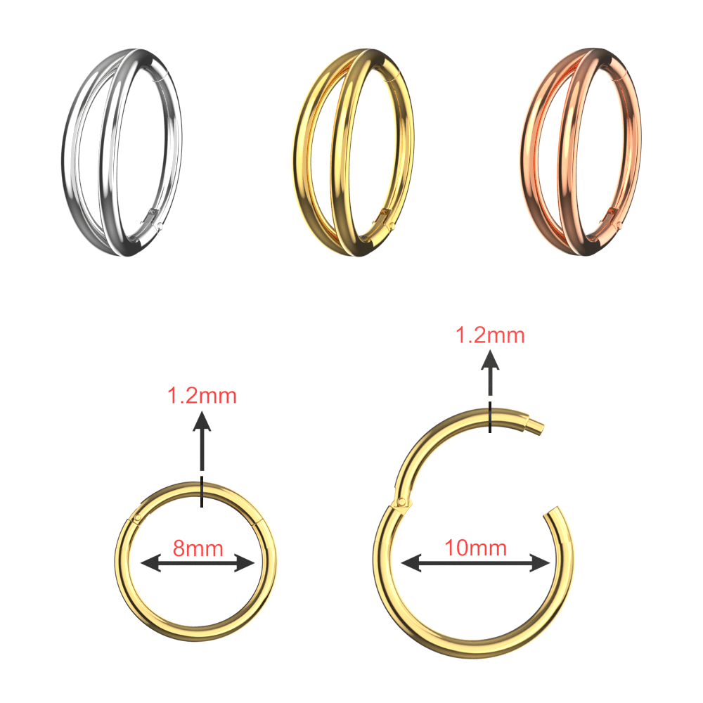 925 Sterling Silver Double Row Segment Clicker Ring