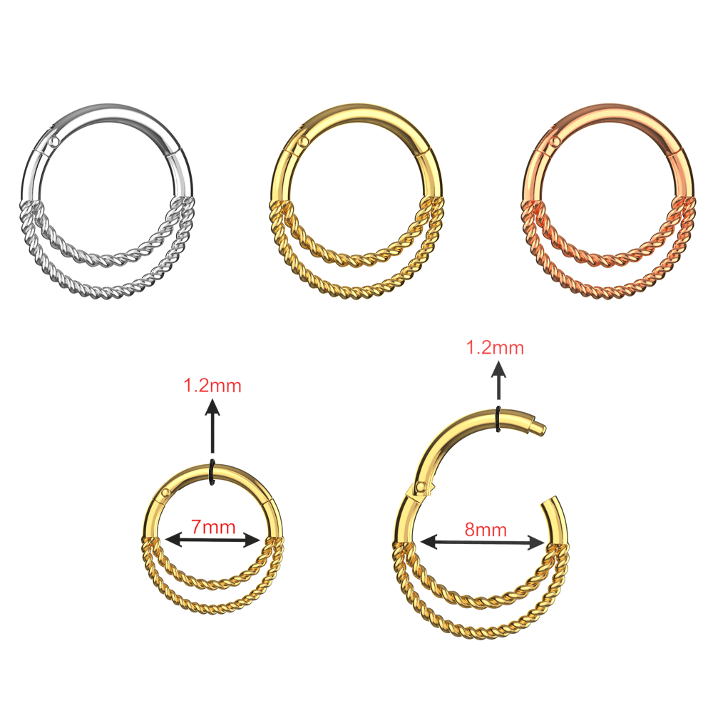 925 Sterling Silver Twisted Double Segment Clicker Ring