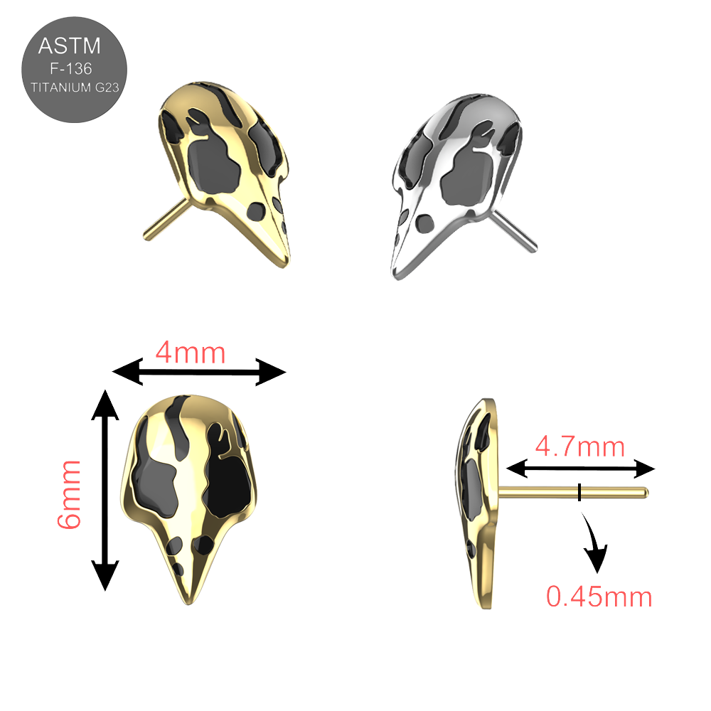 G23 Titanium Raven Skull Threadless Top