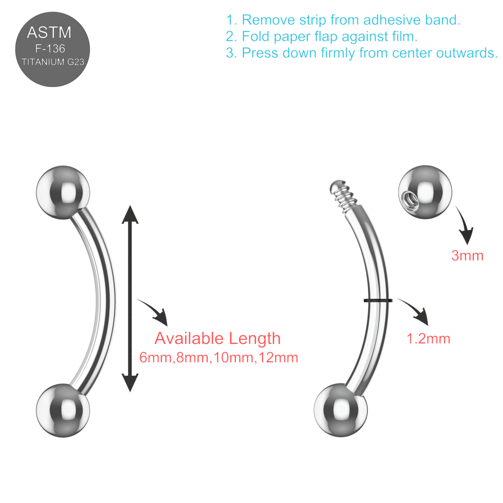 EO Gas Sterilised G23 Titanium Externally Threaded Ball End Curved Bar
