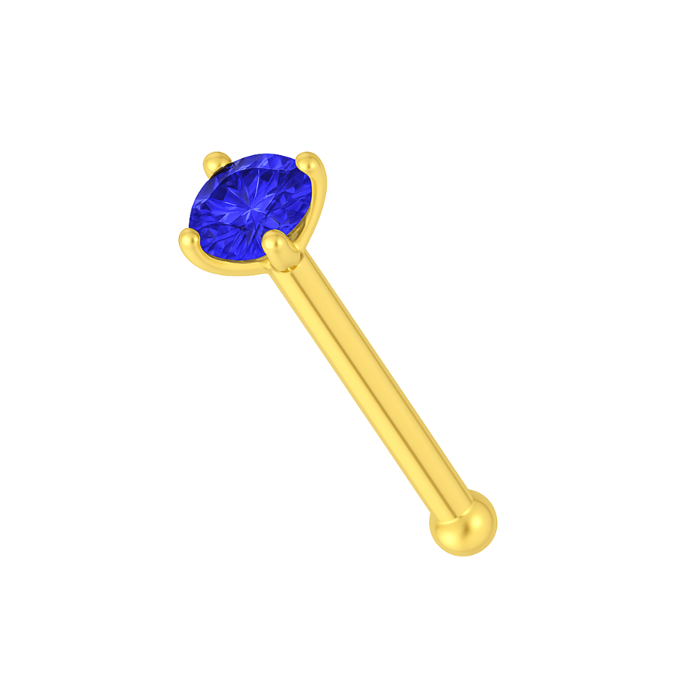 9K Gold with Colourful Crystal Stone Jewelled in Prong set Nose Bone