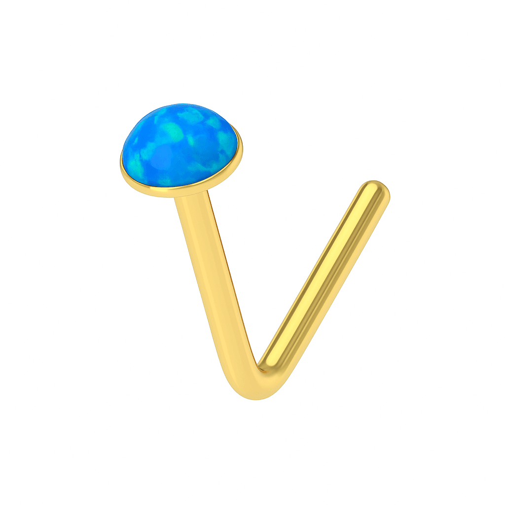 9K Gold L-Shaped Crystal Nose Stud