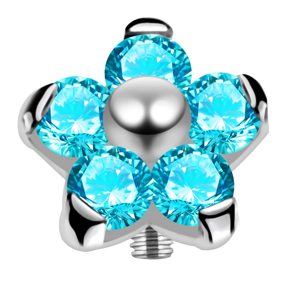 G23 Titanium 5 CZ Studded Flower Dermal Anchor Top