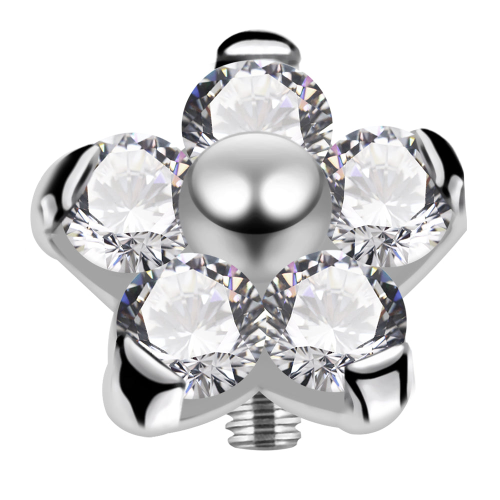 G23 Titanium 5 CZ Studded Flower Dermal Anchor Top