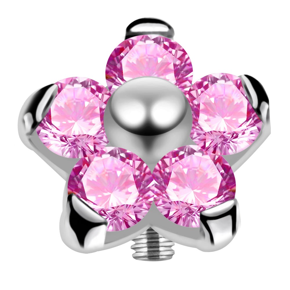 G23 Titanium 5 CZ Studded Flower Dermal Anchor Top