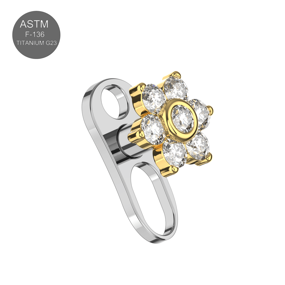 G23 Titanium CZ Jewelled Spring Flower Dermal Anchor