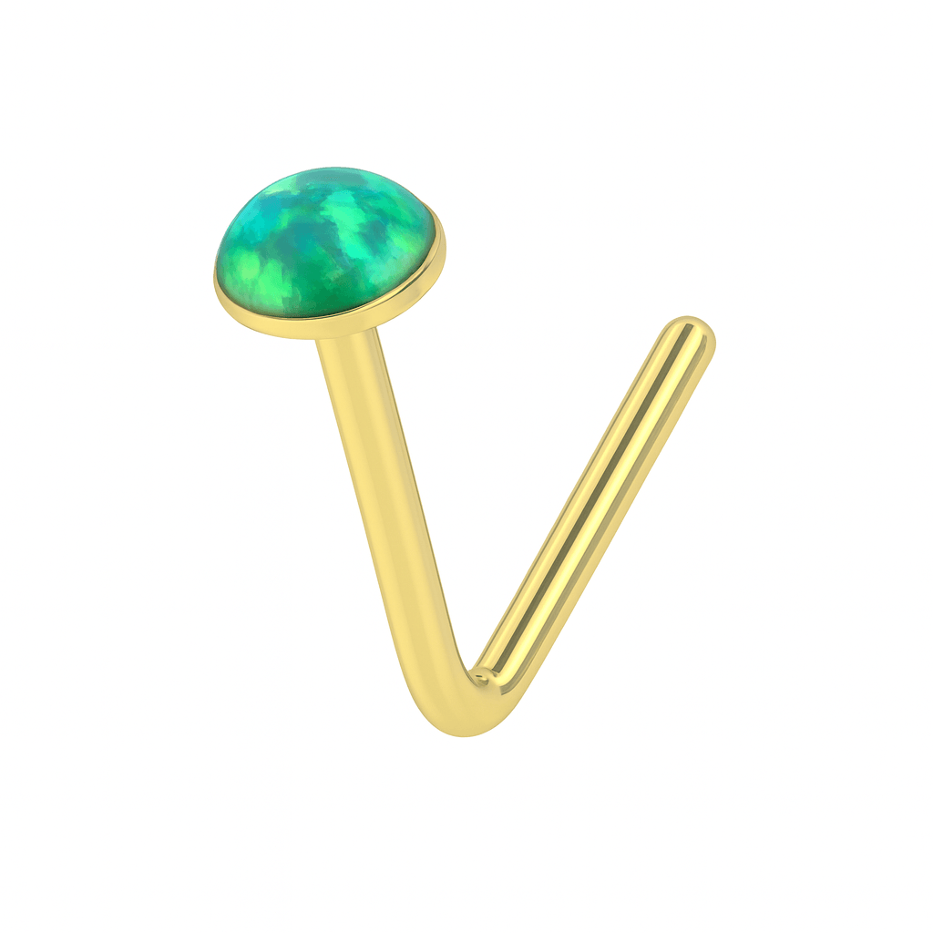 9K Gold L-Shaped Crystal Nose Stud