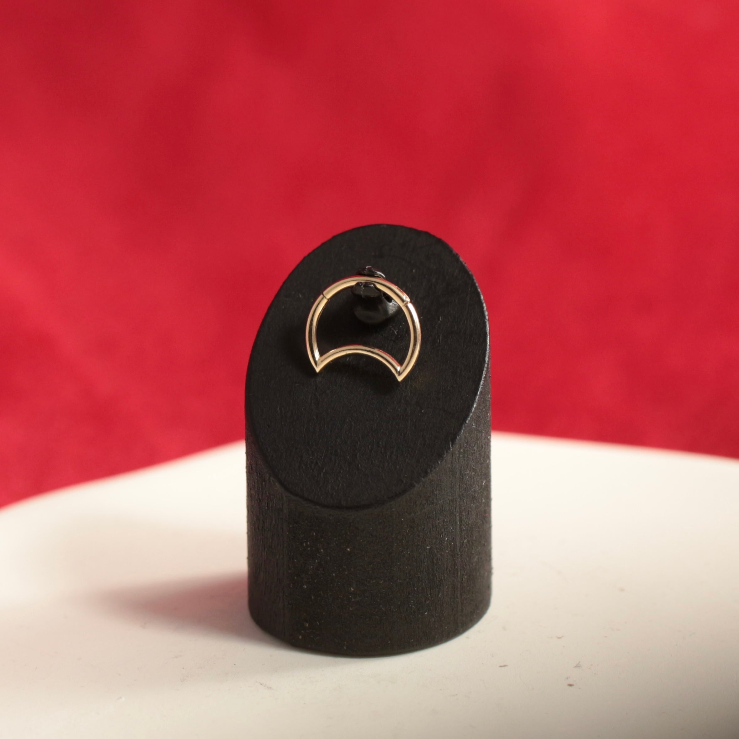 14K Gold Crescent Segment Clicker Ring