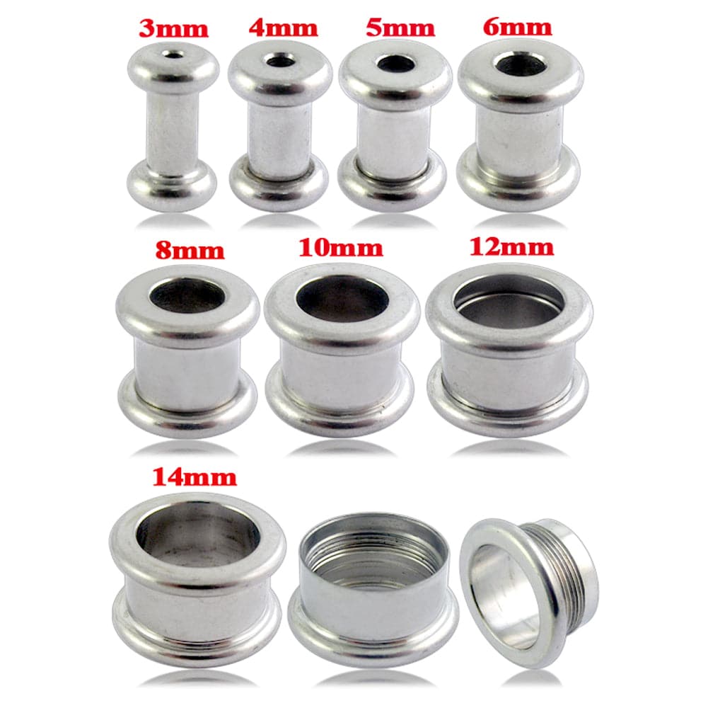 316L Surgical Steel Basic Double Flared Internally Threaded Tunnel