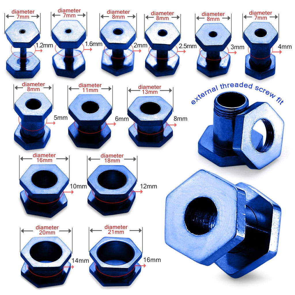 316L Surgical Steel Dark Blue Hexagon External Threaded Tunnel