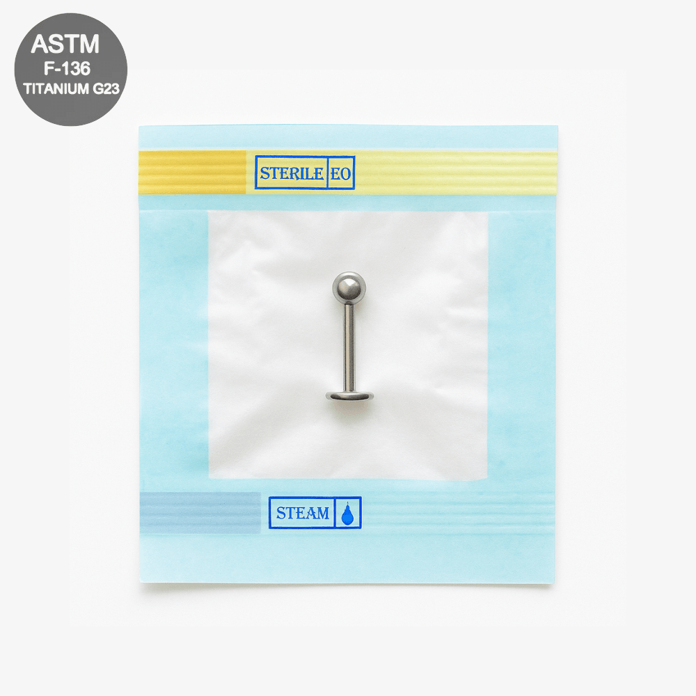 EO Gas Sterilised G23 Titanium Externally Threaded Ball Top Labret