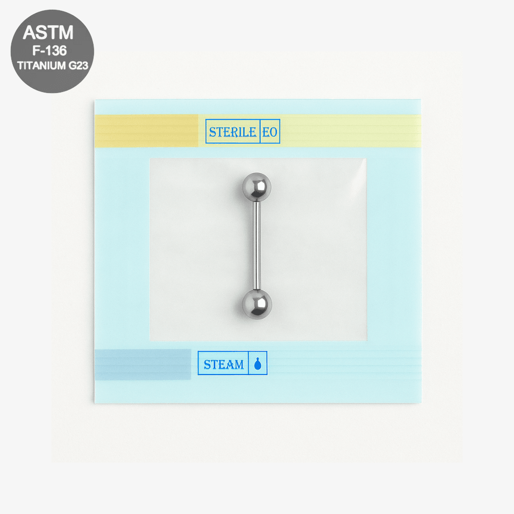 EO Gas Sterilised G23 Titanium Tongue Barbell with Ball