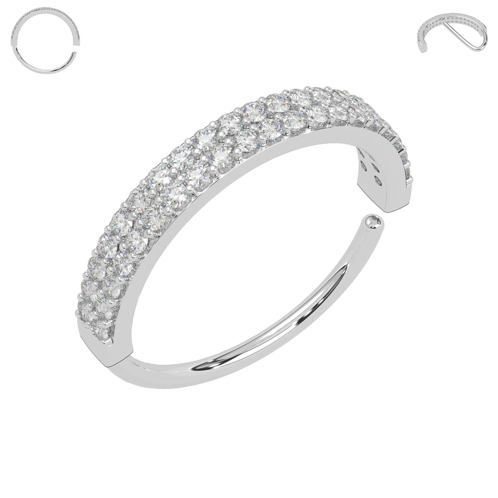 316L Surgical Steel Double Line CZ Jewelled Bendable Flexy Hoop