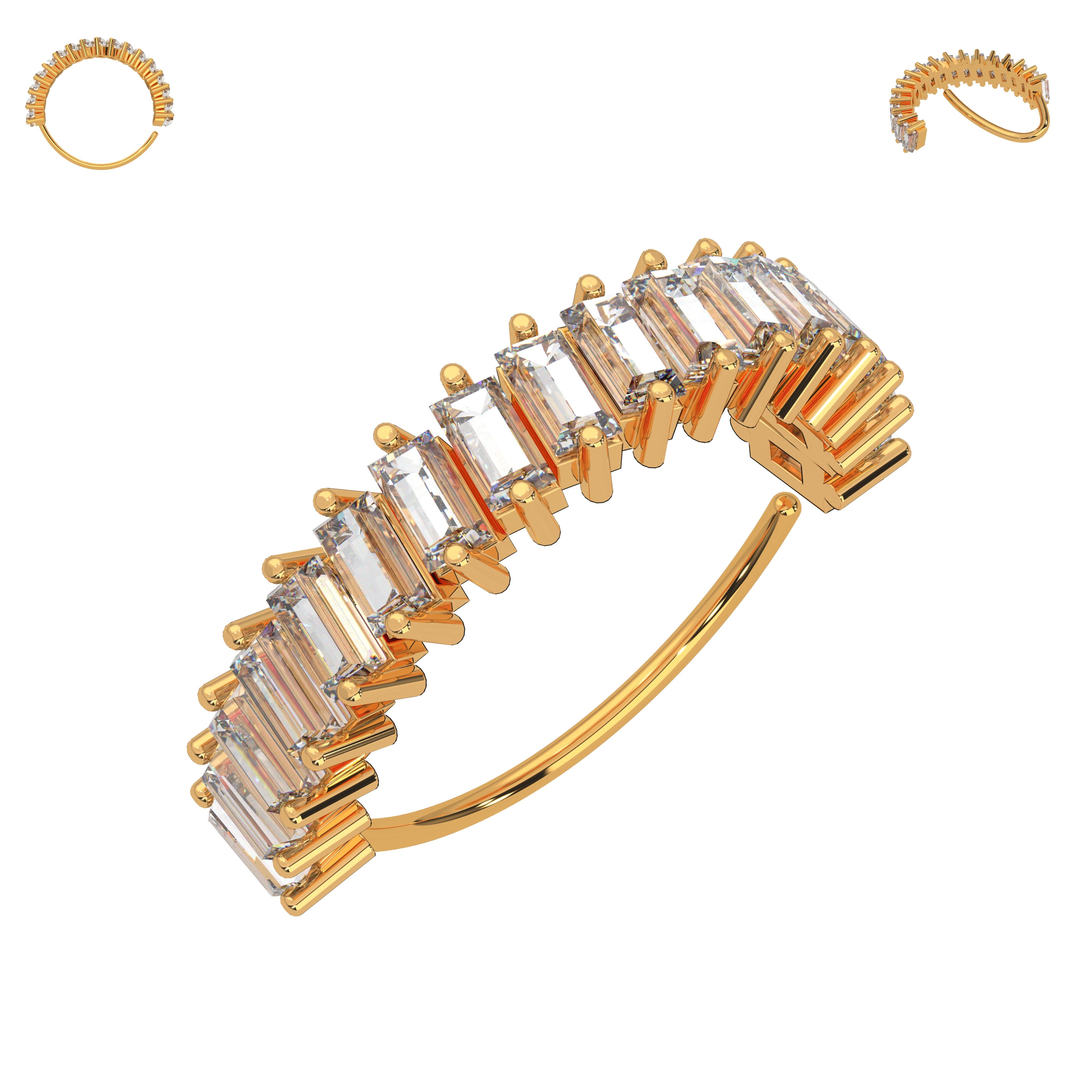 316L Surgical Steel Baguette CZ's Jewelled Bendable Cartilage Hoop