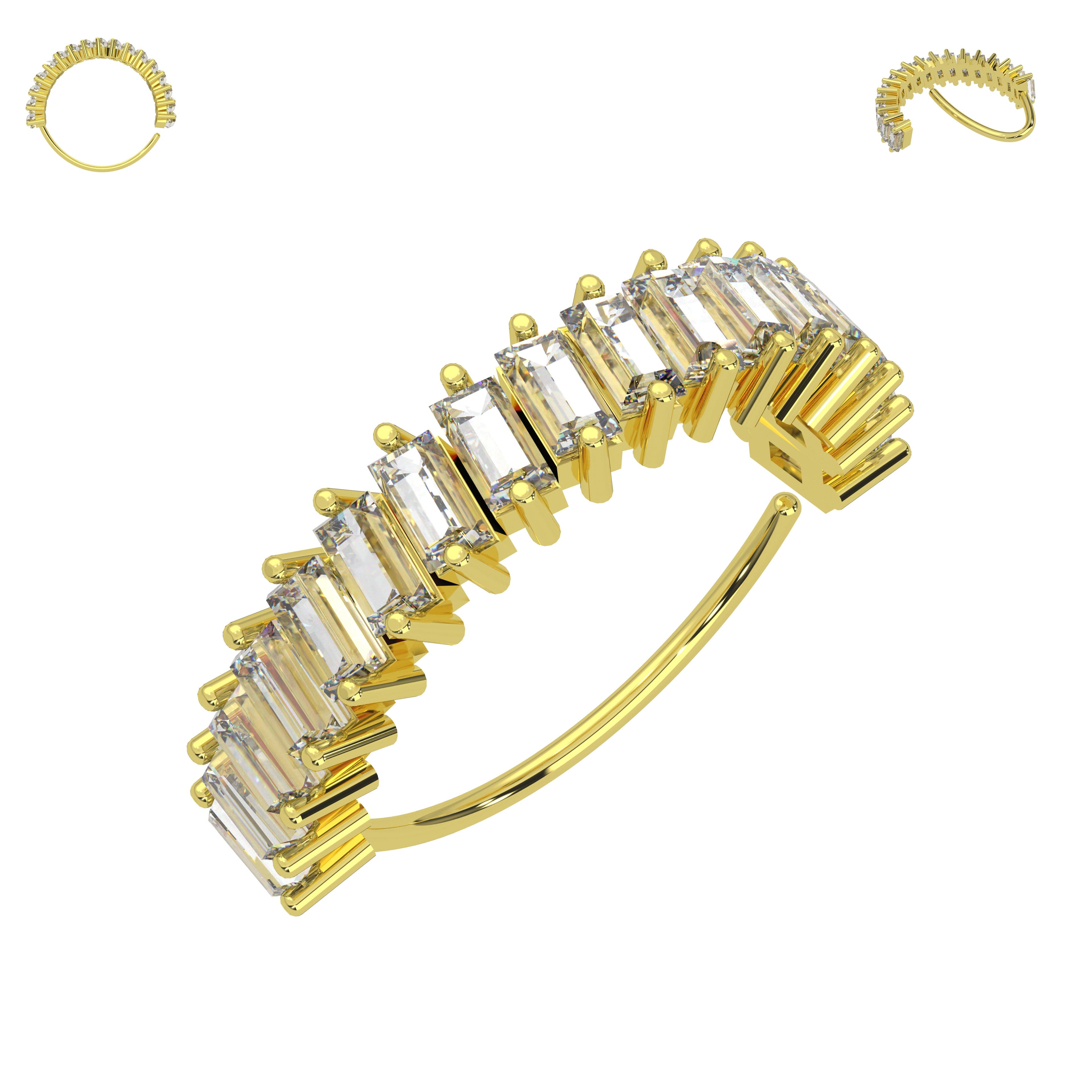 316L Surgical Steel Baguette CZ's Jewelled Bendable Cartilage Hoop
