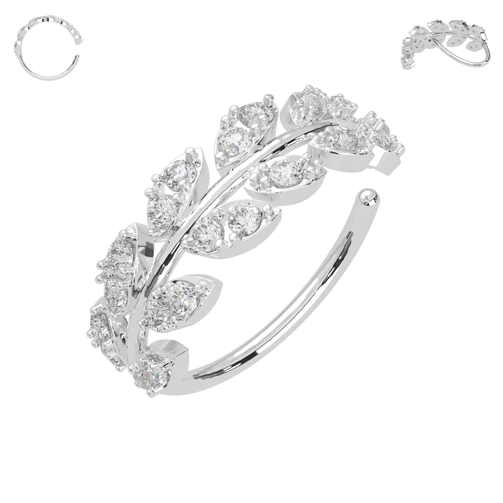 316L Surgical Steel CZ's Jewelled Leaves Bendable Cartilage Hoop