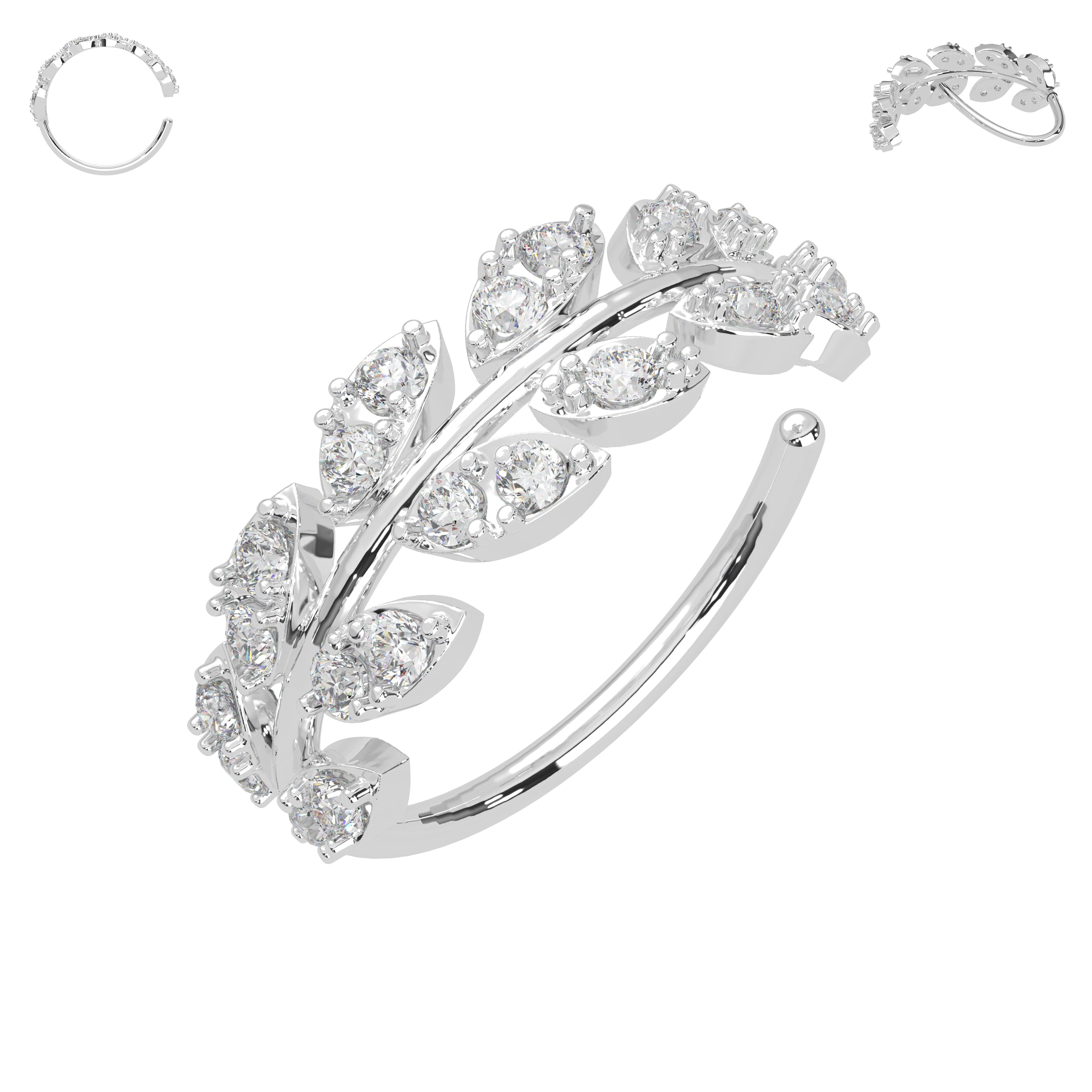316L Surgical Steel CZ's Jewelled Leaves Bendable Cartilage Hoop