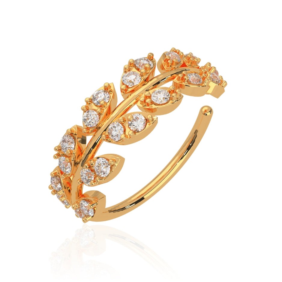 316L Surgical Steel CZ's Jewelled Leaves Bendable Cartilage Hoop