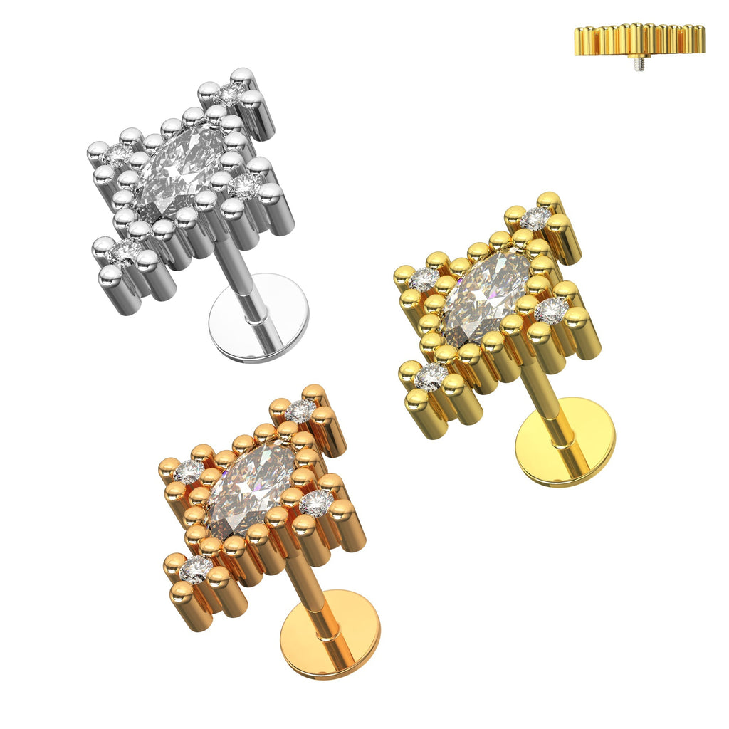 316L Surgical Steel CZ Jewelled Cluster Flatback Stud