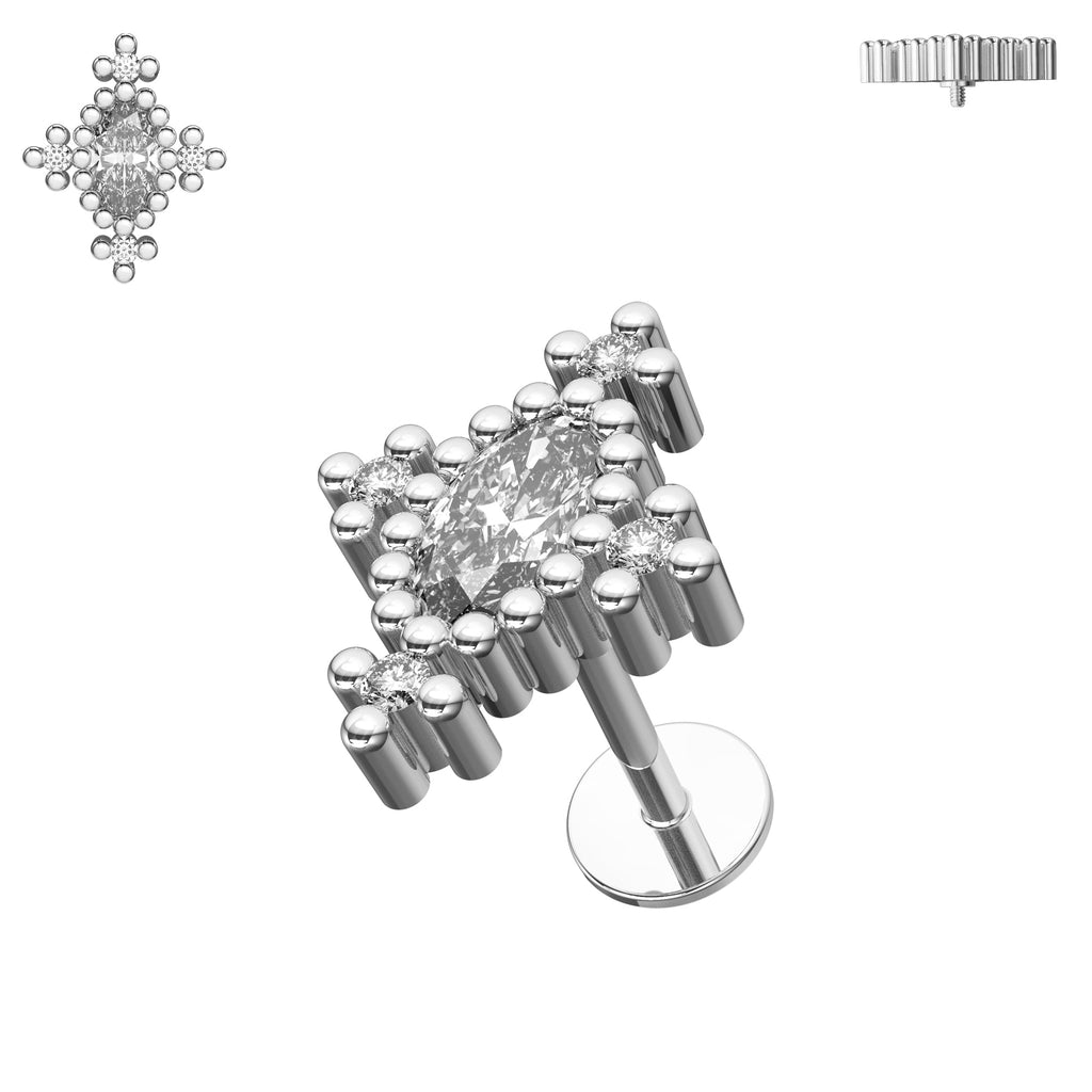 316L Surgical Steel CZ Jewelled Cluster Flatback Stud