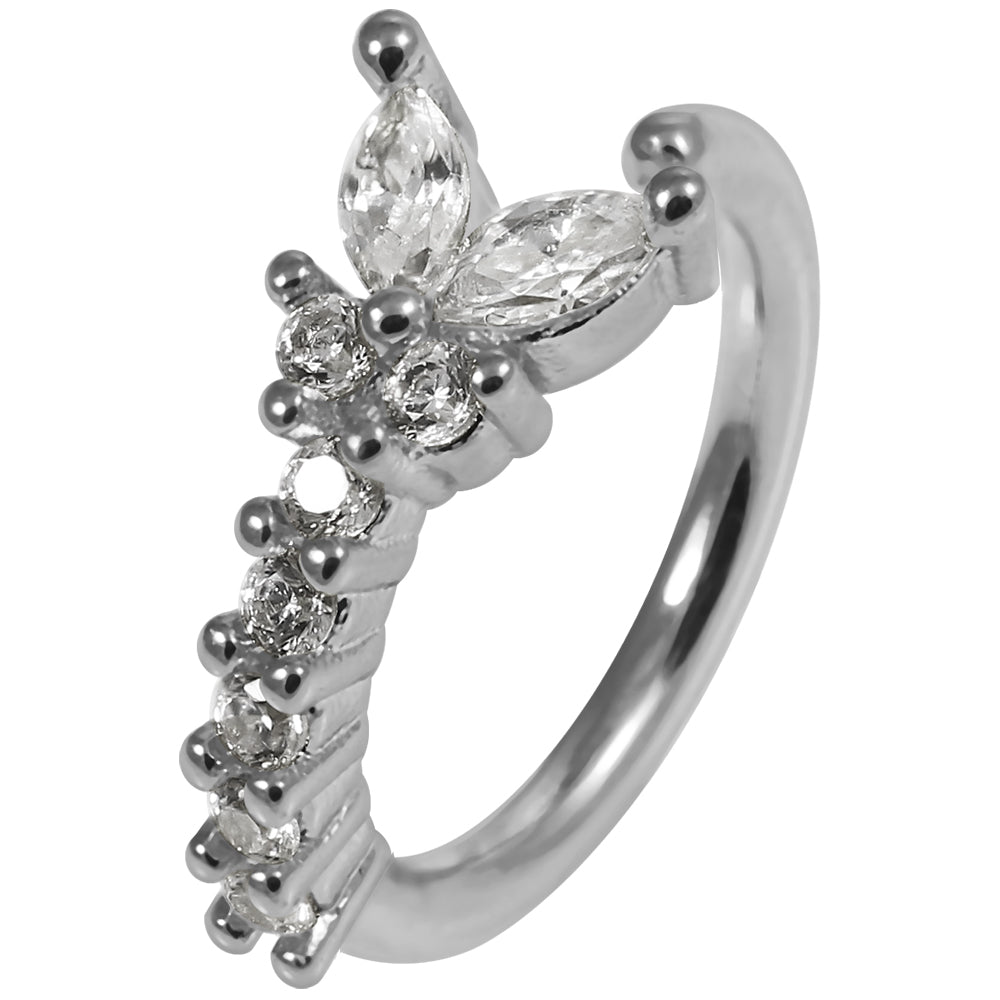 316L Surgical Steel CZ Jewelled Butterfly Open Hoop Ring