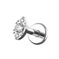 G23 Titanium Vintage CZ Jewelled Marquise Internally Threaded Flatback Stud