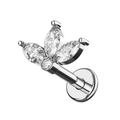 316L Surgical Steel Marquise Jewelled Baby Lotus Flatback Stud