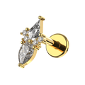 316L Surgical Steel Coffin & Pear Cut CZ Jewelled Flatback Stud