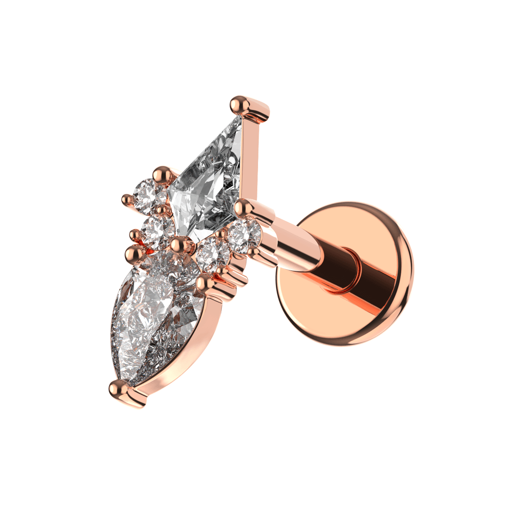 316L Surgical Steel Coffin & Pear Cut CZ Jewelled Flatback Stud