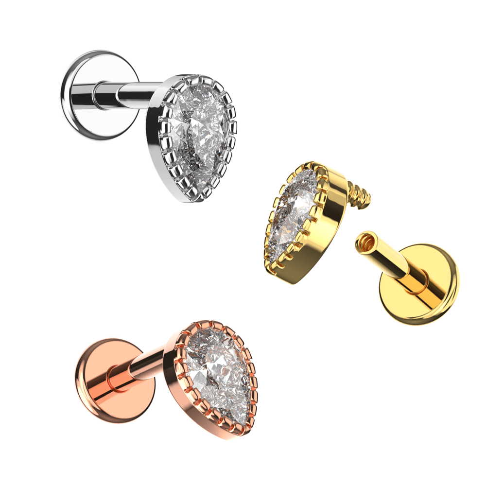 316L Surgical Steel Tear Drop Design Flatback Stud