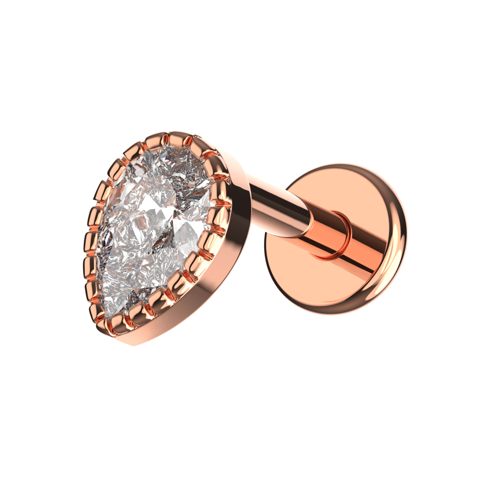 316L Surgical Steel Tear Drop Design Flatback Stud