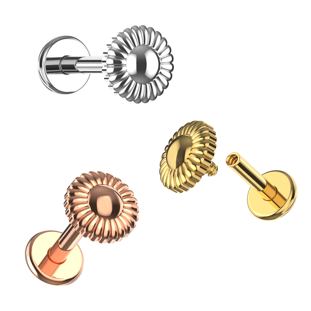 316L Surgical Steel Chamomile flower Design Flatback Stud