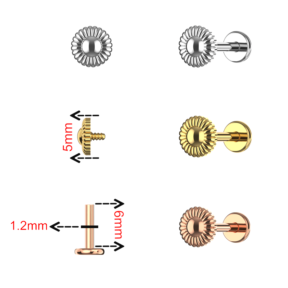 316L Surgical Steel Chamomile flower Design Flatback Stud