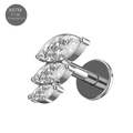 G23 Titanium Triple Marquise CZ Jewelled Internally Threaded Flatback Stud