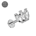 G23 Titanium Triple Marquise CZ Jewelled Internally Threaded Flatback Stud