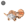 G23 Titanium Marquise CZ Jewelled Stegosaurus Internally Threaded Flatback Stud