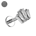 G23 Titanium Triple CZ Baguette Jewelled Internally Threaded Flatback Stud