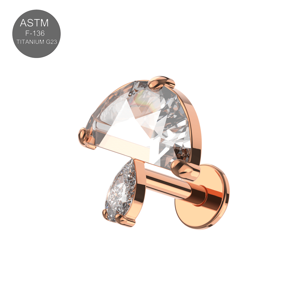G23 Titanium CZ Jewelled Mushroom Internally Threaded Flatback Stud