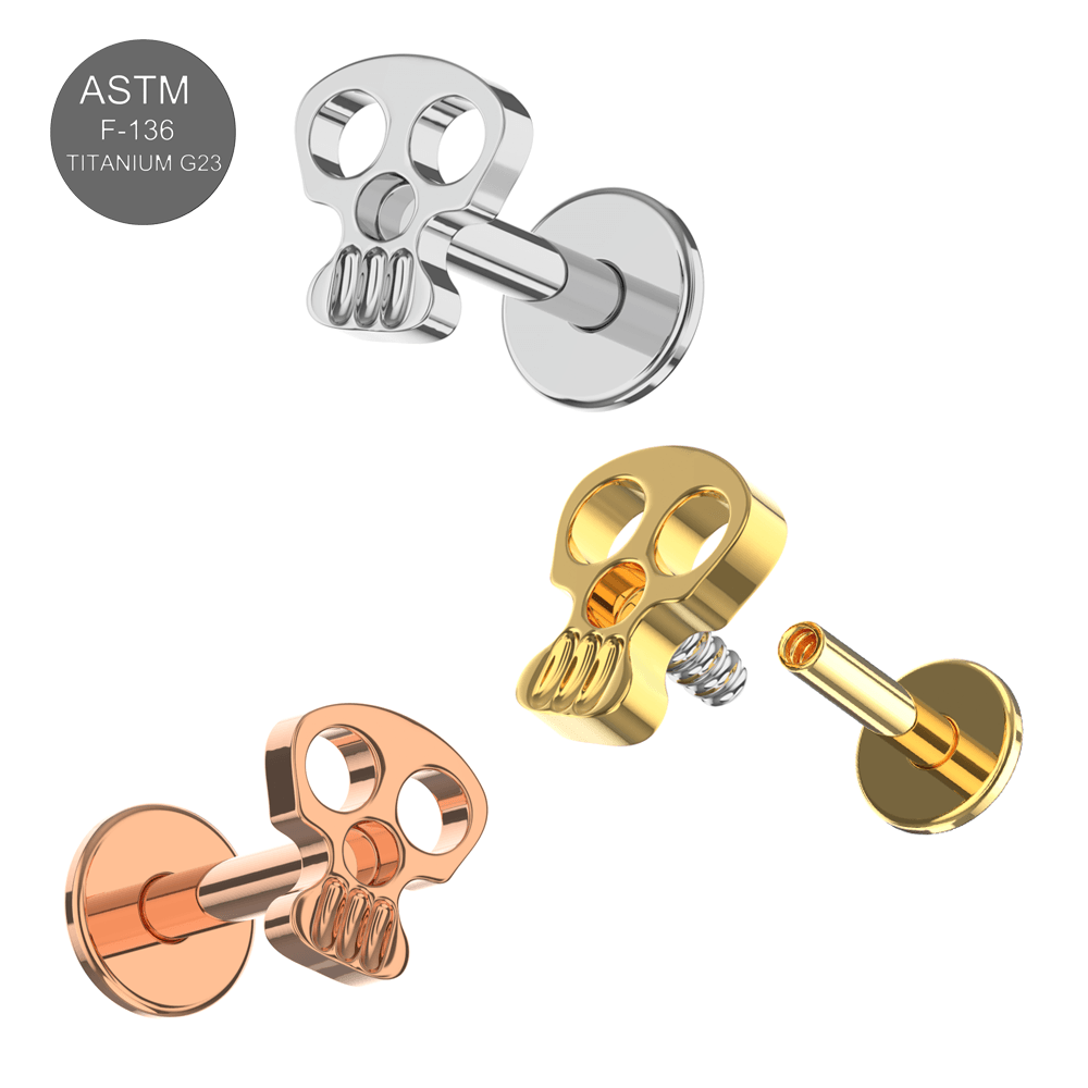 G23 Titanium Skull Internally Threaded Flatback Stud
