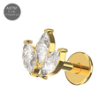 G23 Titanium Marquise CZ Jewelled Leaf Set Internally Threaded Flatback Stud