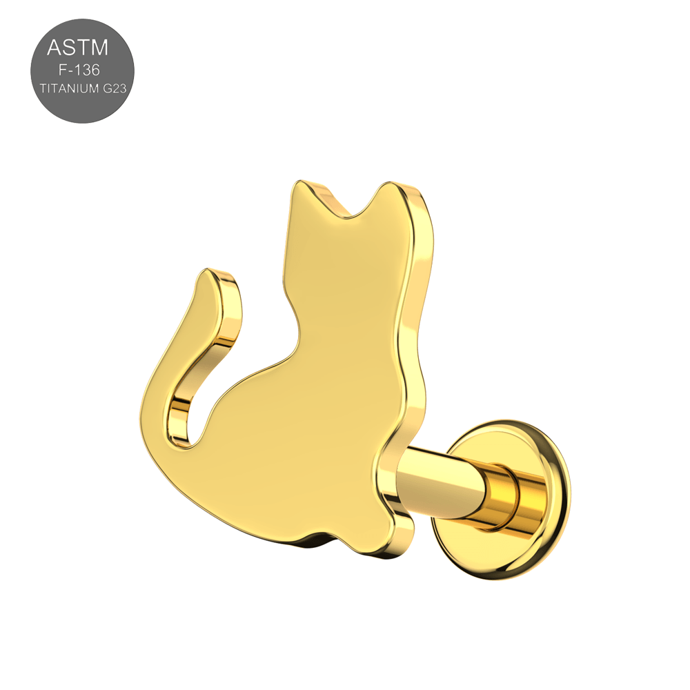 G23 Titanium Minimalist Kitty Internally Threaded Flatback Stud