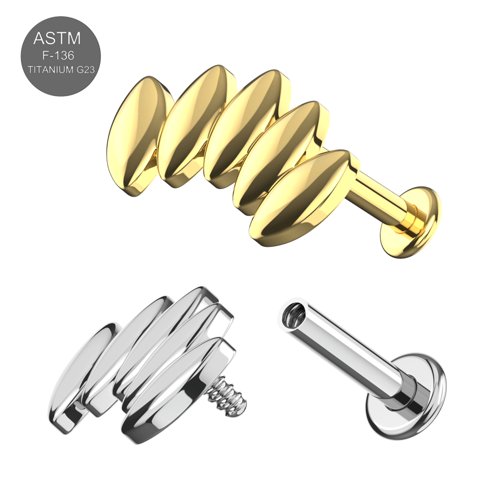G23 Titanium 3D Marquise Leaf Internally Threaded Flatback Stud