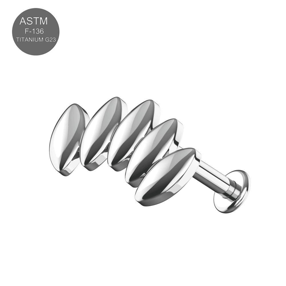 G23 Titanium 3D Marquise Leaf Internally Threaded Flatback Stud
