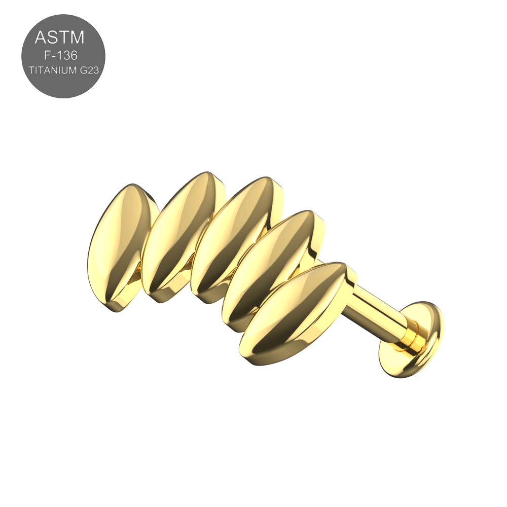 G23 Titanium 3D Marquise Leaf Internally Threaded Flatback Stud