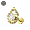 G23 Titanium Bezel Set CZ with Tear Shaped Internally Threaded Flatback Stud