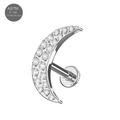 G23 Titanium CZ Jewelled Crescent Internally Threaded Flatback Stud