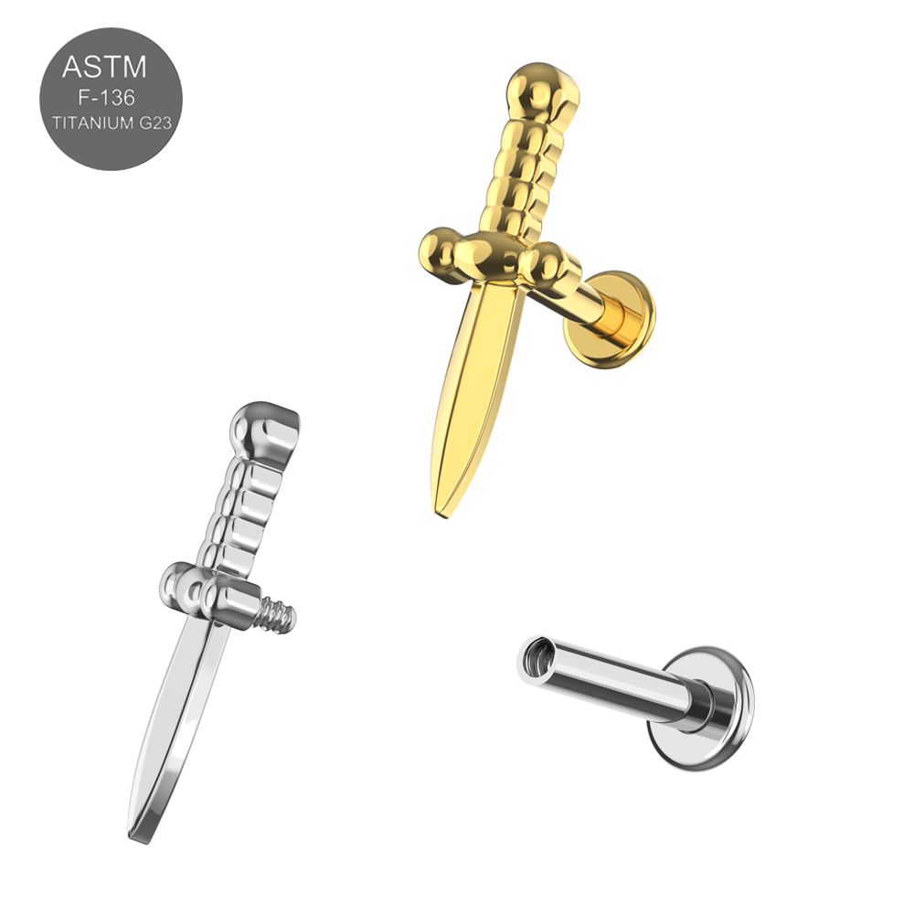 G23 Titanium Dagger Internally Threaded Flatback Stud